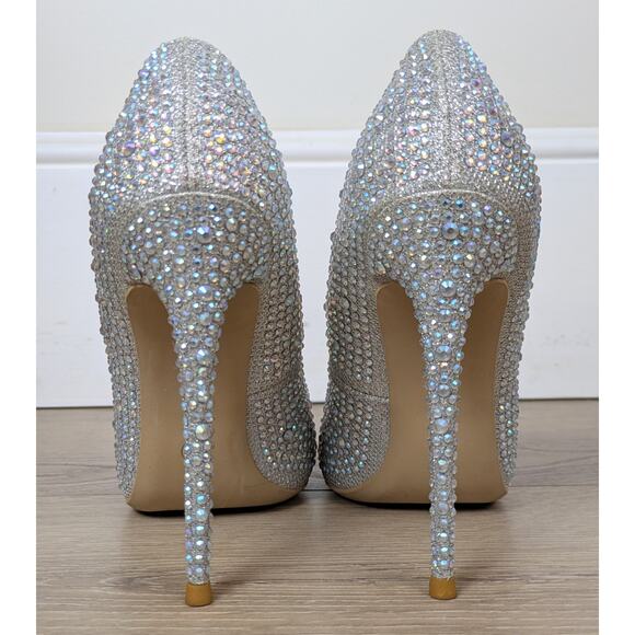 Elisabet Tang Heels Pumps 6 Crystal Rhinestone Stiletto Pointed Event Dressy - Picture 8 of 13